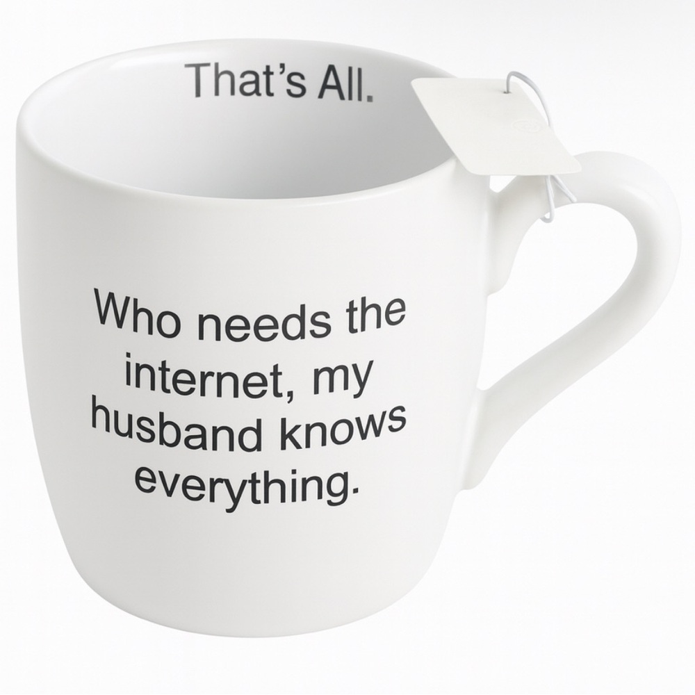 That's All Mug NIB "Who Needs The Internet" - Pink Tag